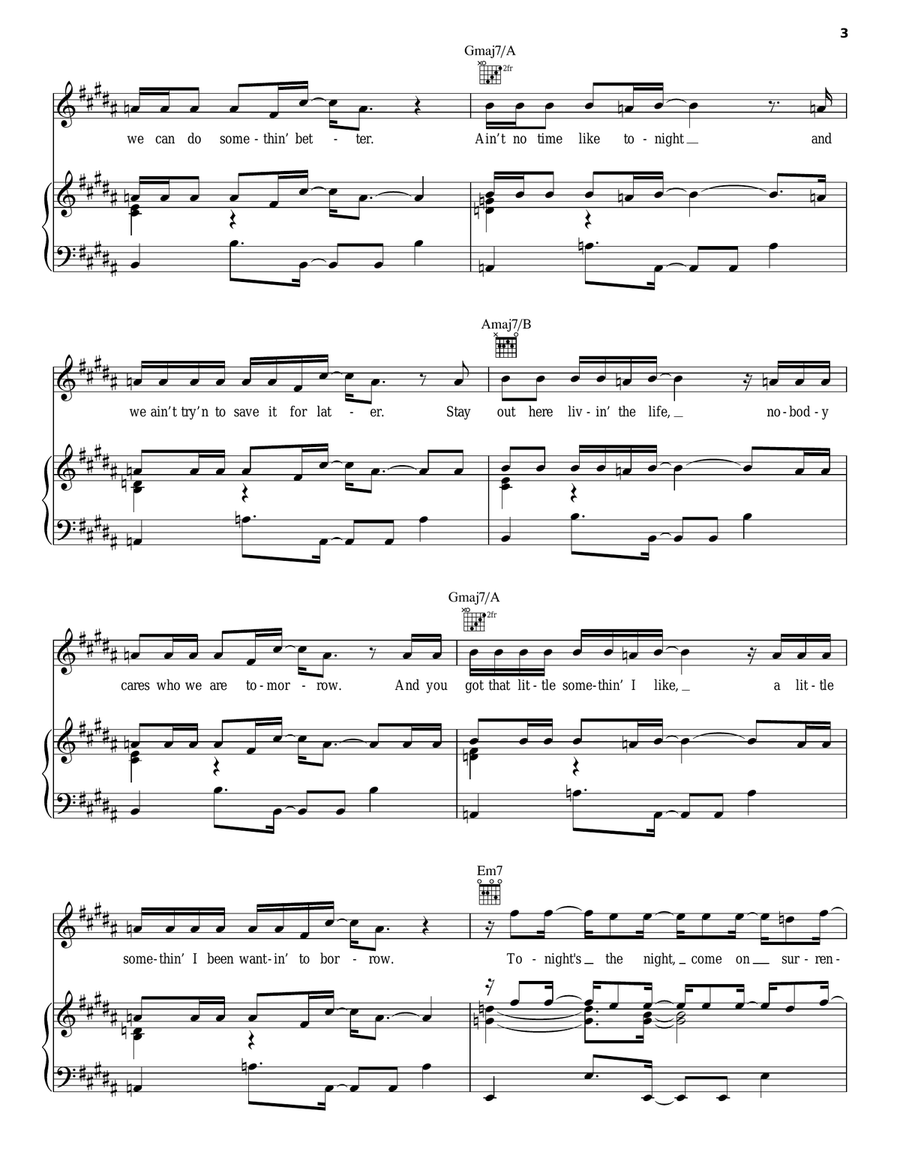 Take Back The Night Piano, Vocal, Guitar scores gallery preview page 3