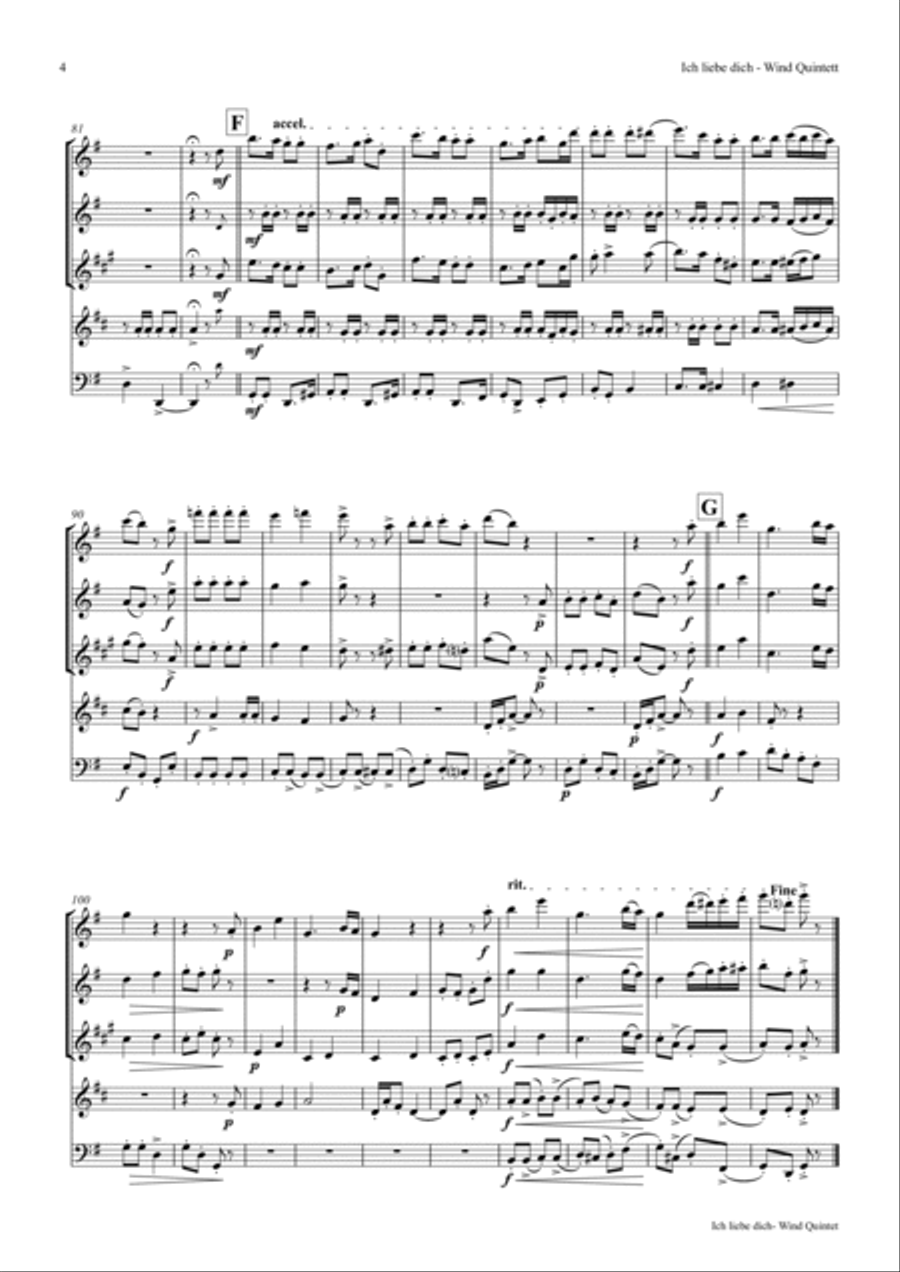 Ich liebe dich - Beethoven goes Polka - Wind Quintet Woodwind Quintet scores gallery preview page 4