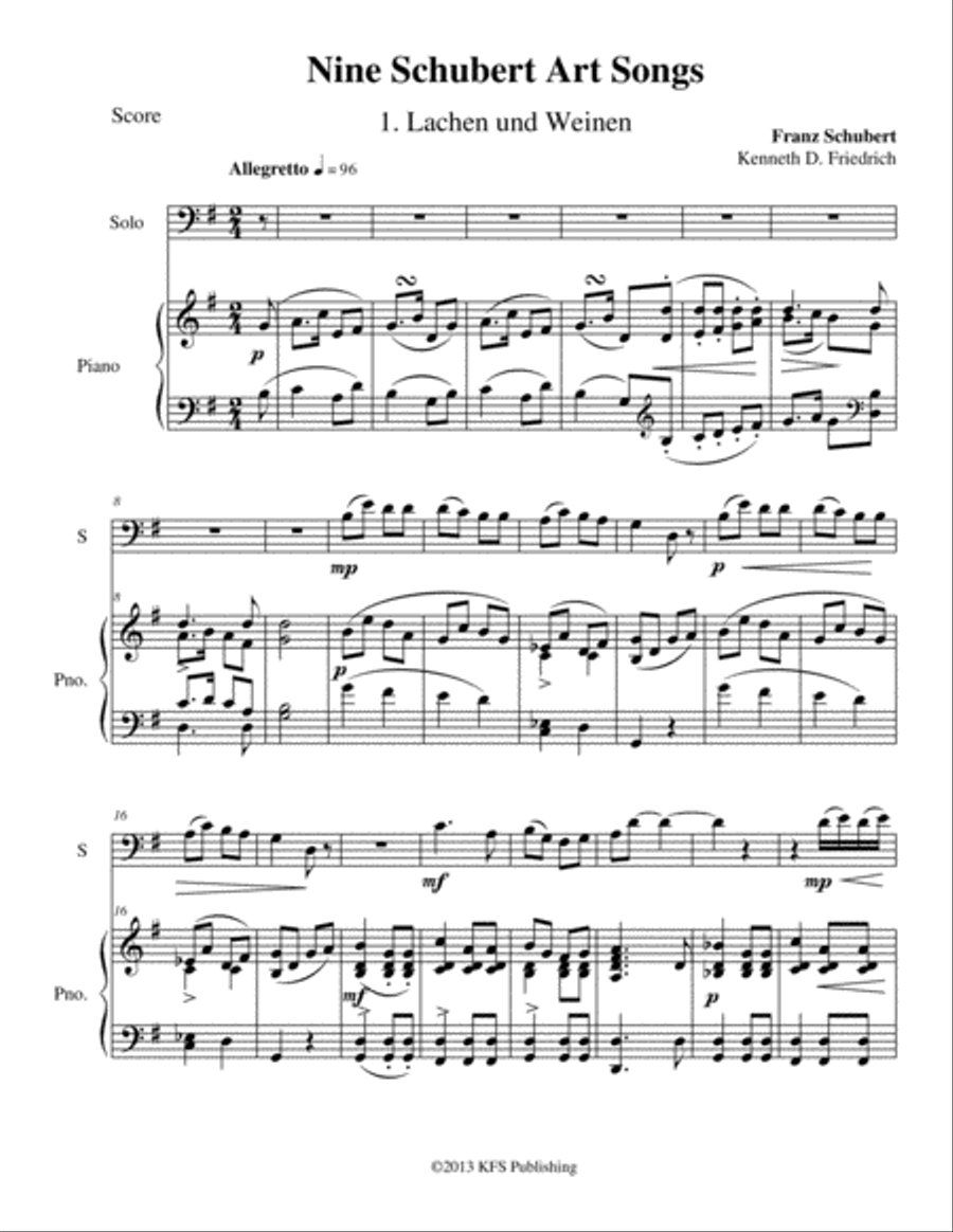 Nine Schubert Art Songs Voice Solo scores gallery preview page 1