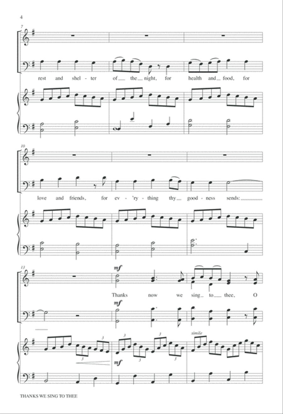Thanks We Sing to Thee 4-Part scores gallery preview page 4
