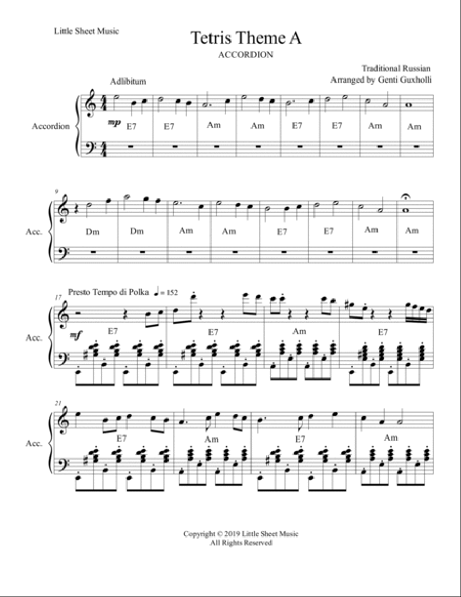 Korobeiniki accordion sheet music new arrivals