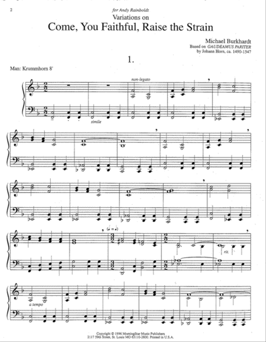 Variations on Come, You Faithful, Raise the Strain Organ scores gallery preview page 2