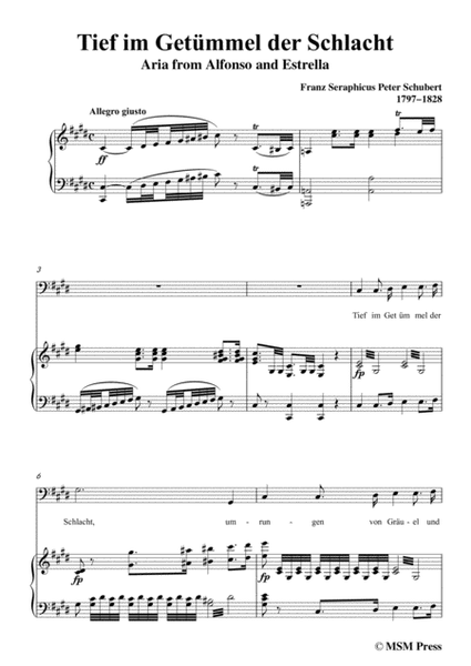 Schubert-Tief im Getümmel der Schlacht,in c sharp minor,for Voice&Piano image number null