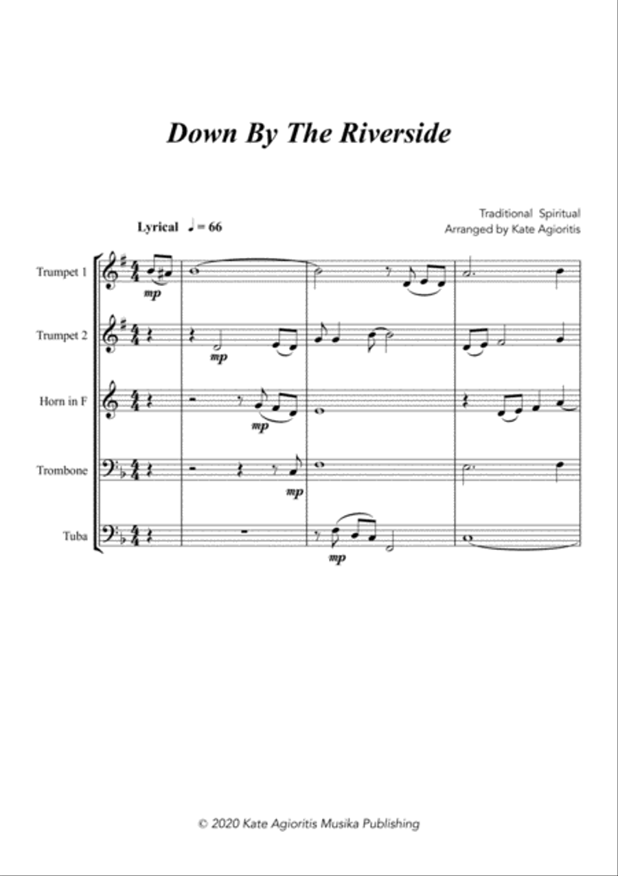 Down by the Riverside - Jazz Arrangement for Brass Quintet Brass Quintet scores gallery preview page 3