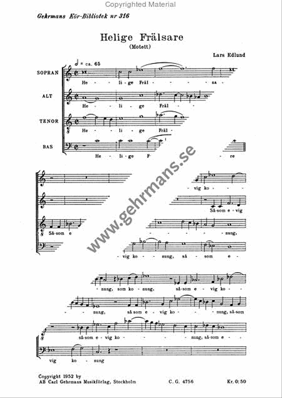 Helige Fralsare Helige Fralsare 4-Part scores gallery preview page 2