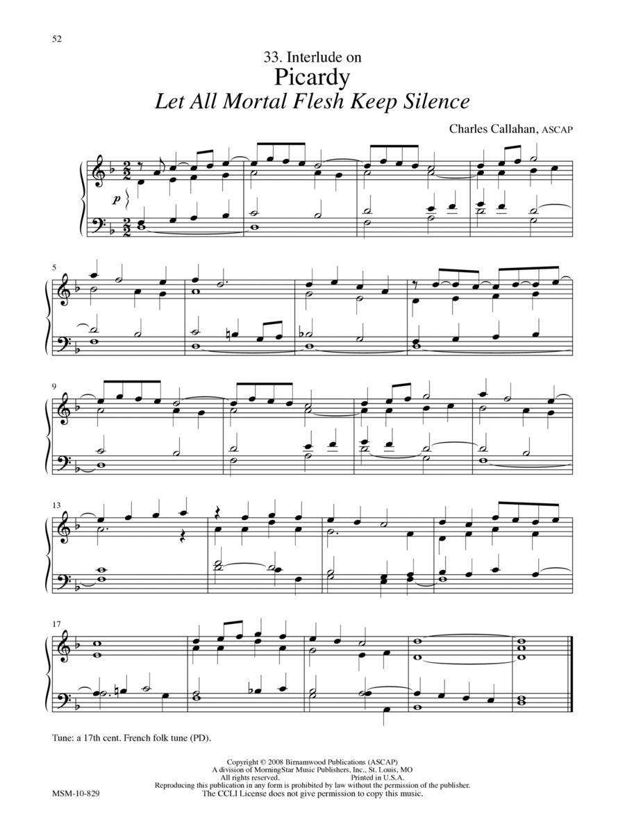 Interlude on Picardy (Let All Mortal Flesh Keep Silence) Organ scores gallery preview page 1