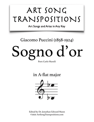 Book cover for PUCCINI: Sogno d'or (transposed to A-flat major)