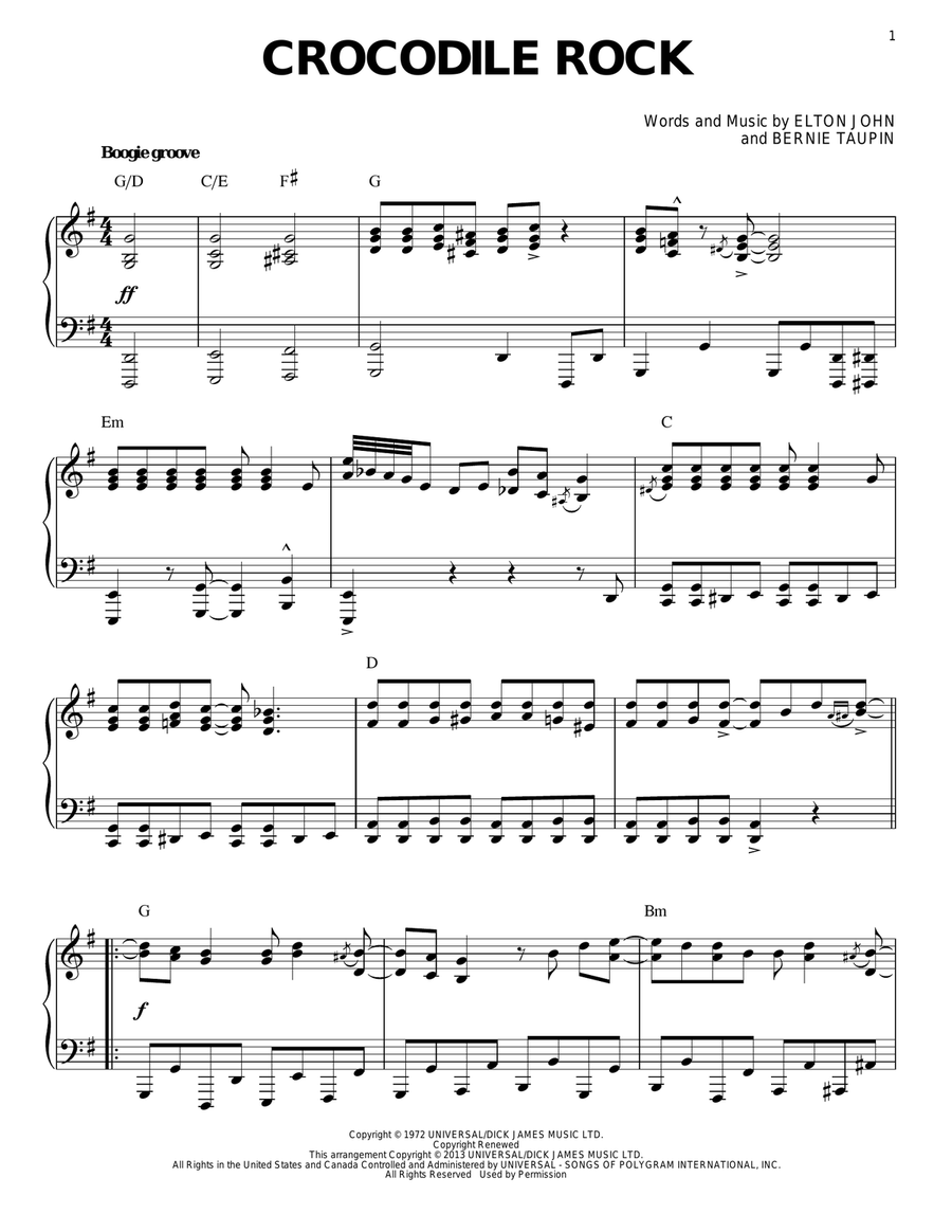Crocodile Rock [Jazz version] (arr. Brent Edstrom) Piano Solo scores gallery preview page 1