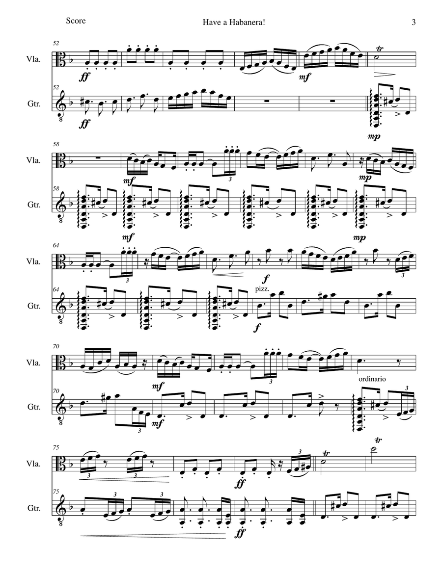 Have a habanera for viola and guitar String Duet scores gallery preview page 3