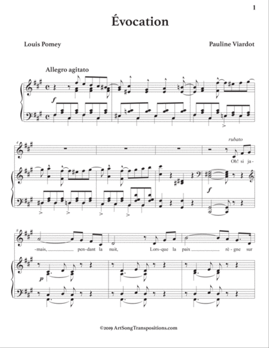 VIARDOT: Évocation (transposed to F-sharp minor) Voice scores gallery preview page 2