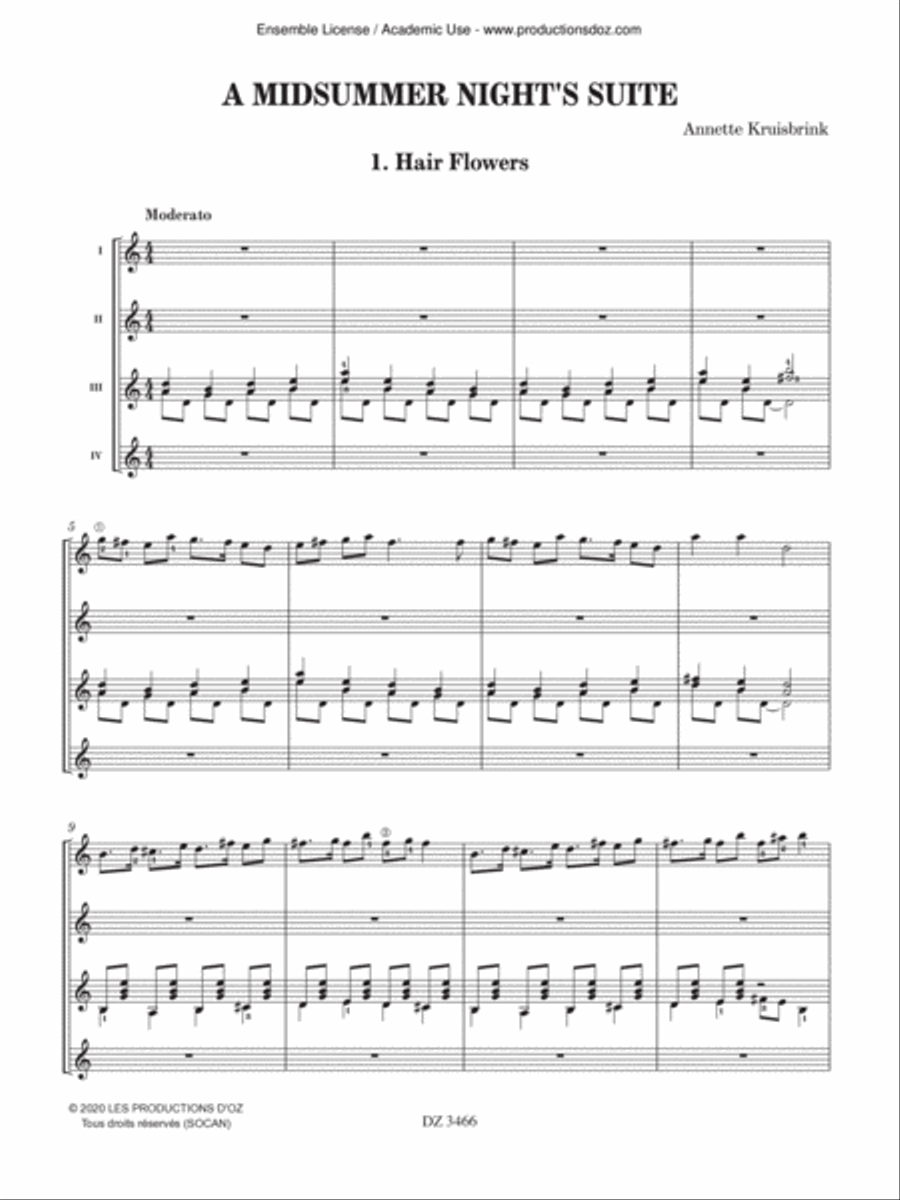 A Midsummer Night's Suite Guitar Ensemble scores gallery preview page 3