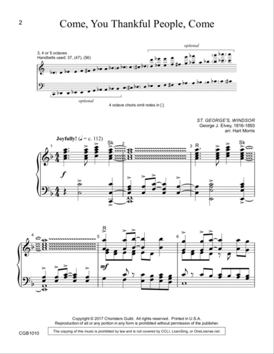 Come, You Thankful People, Come Handbell Choir scores gallery preview page 2