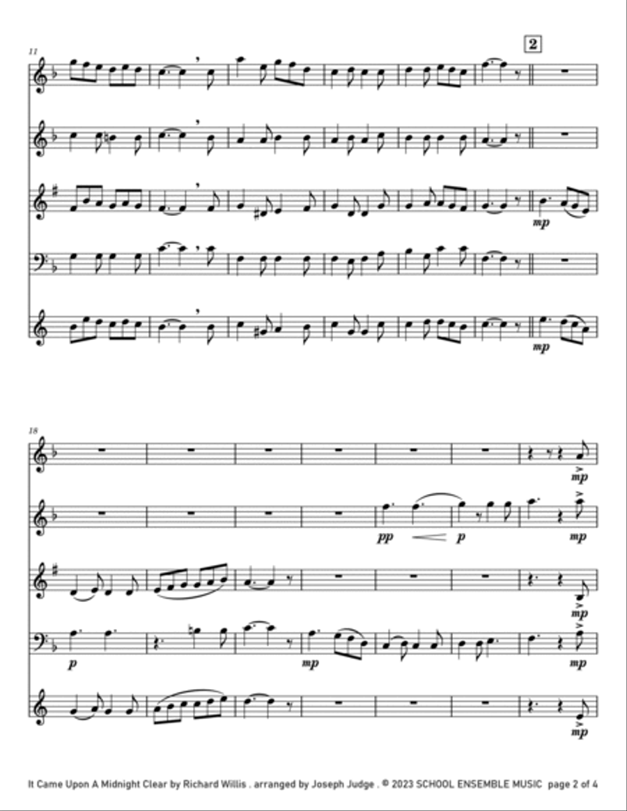 It Came Upon A Midnight Clear for Woodwind Quartet in Schools Woodwind Quartet scores gallery preview page 2