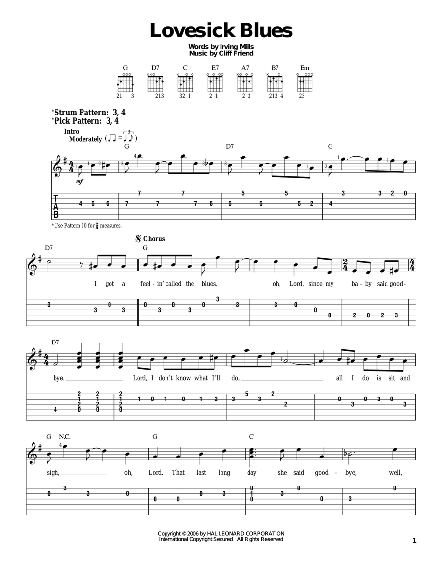Lovesick Blues Electric Guitar scores gallery preview page 1