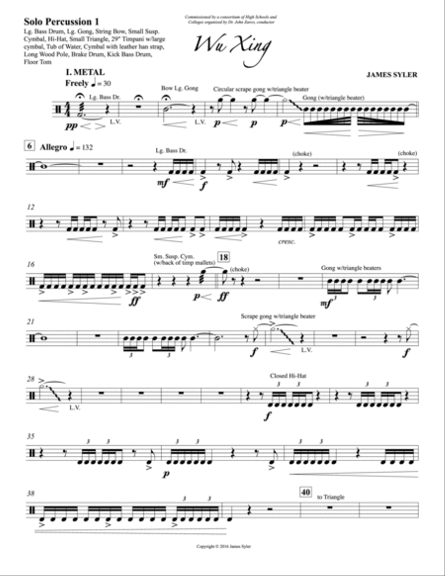 Wu Xing: Solo Percussion 1 Concert Band scores gallery preview page 3