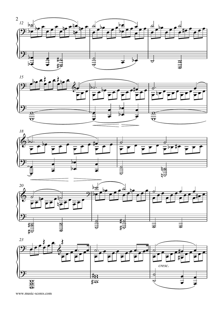 Moonlight Sonata 1st movement - A minor (lower) Piano Solo scores gallery preview page 2