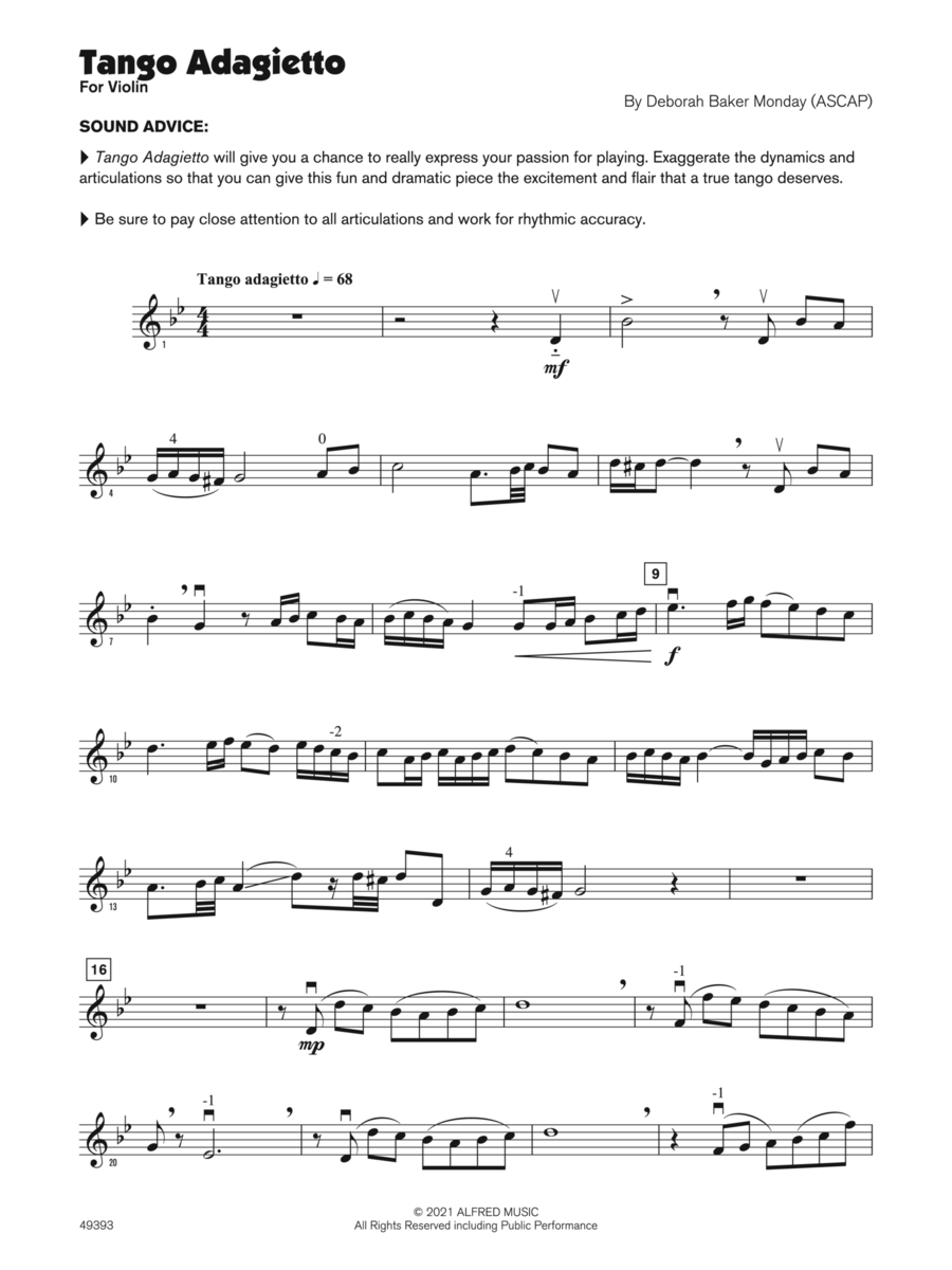 Tango Adagietto (Sound Innovations Soloist, Violin) Small Ensemble scores gallery preview page 1