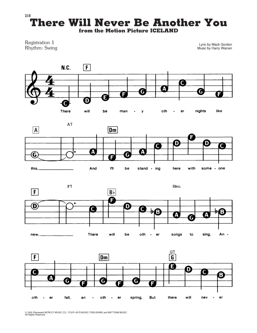 There Will Never Be Another You (from Iceland) Electronic Keyboard scores gallery preview page 1