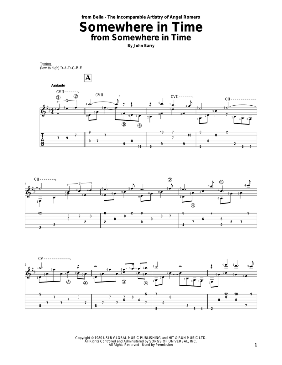 Somewhere In Time Acoustic Guitar scores gallery preview page 1