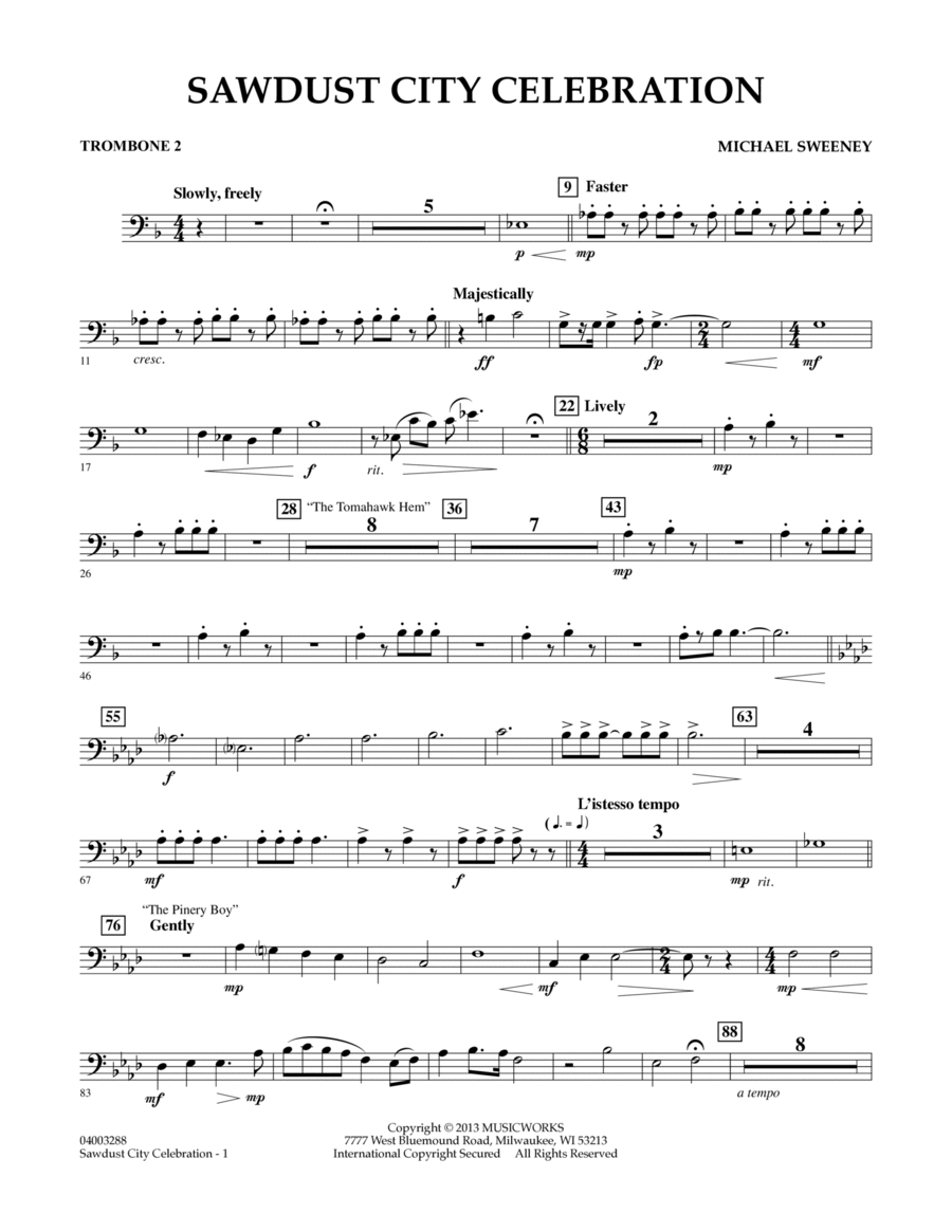 Sawdust City Celebration - Trombone 2 Concert Band scores gallery preview page 1
