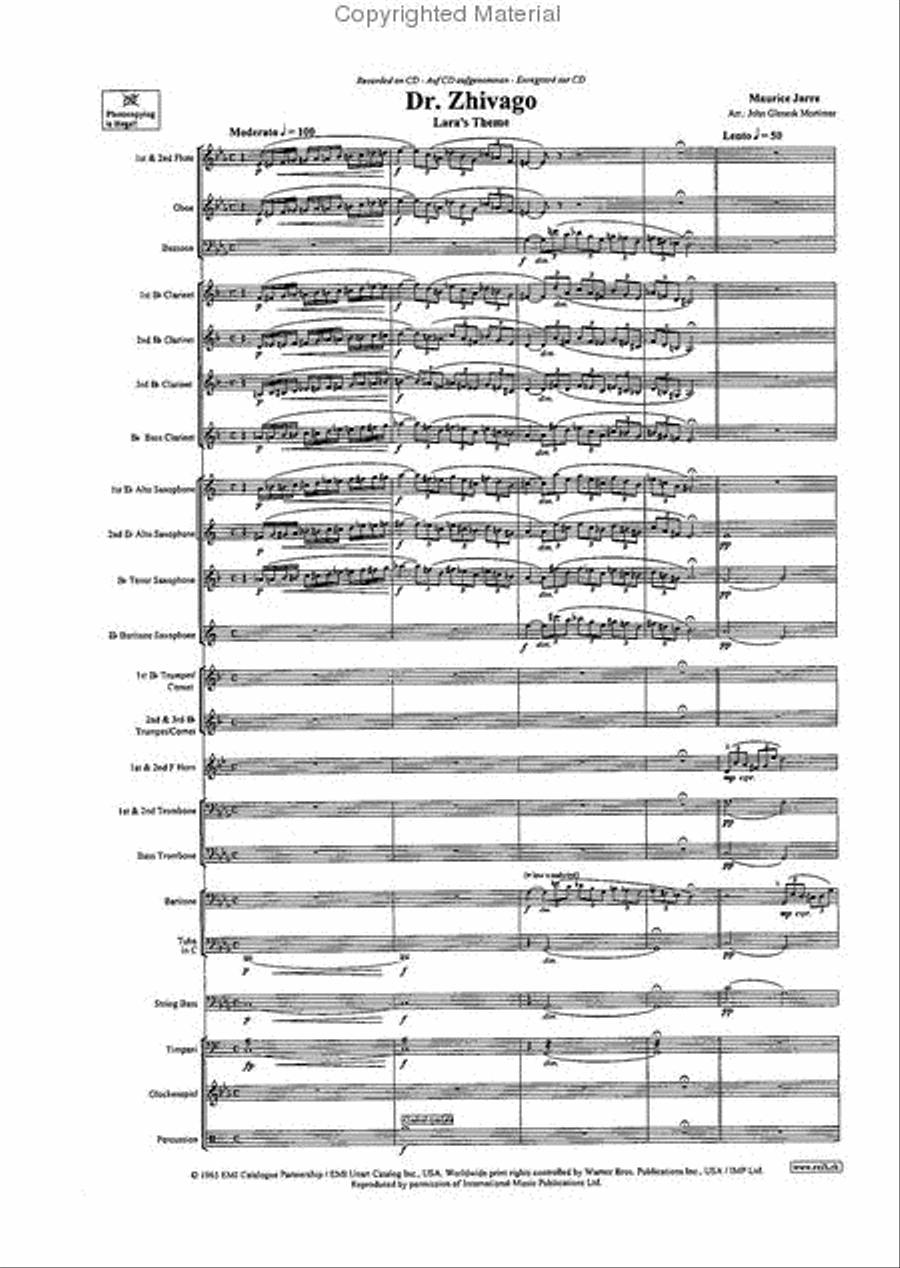 Dr. Zhivago Dr. Zhivago Concert Band scores gallery preview page 3