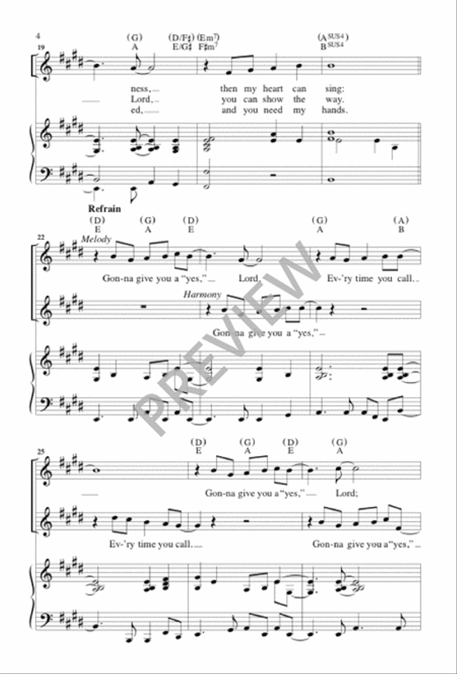Yes, Lord Yes, Lord Unison Choir scores gallery preview page 5