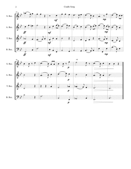 Cradle Song for recorder quartet image number null