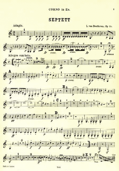 Septet in E flat Op. 20