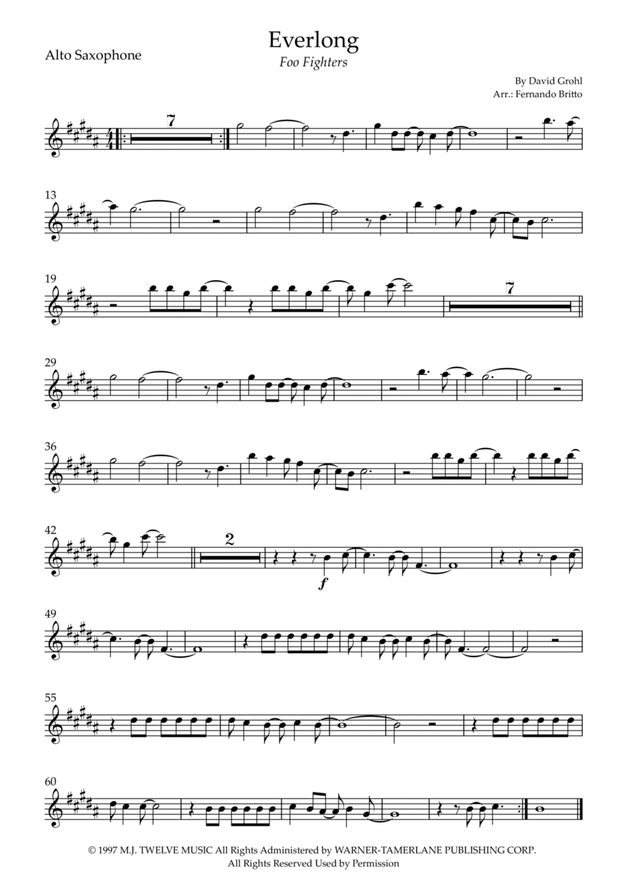 Everlong Alto Saxophone scores gallery preview page 1