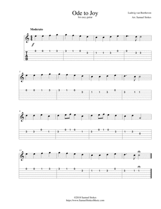 Ode to Joy (Joyful, Joyful, We Adore Thee) - for easy guitar with TAB