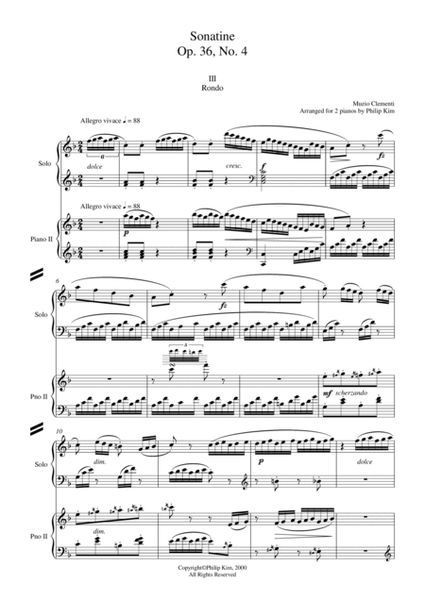 Muzio Clementi Sonatine Op. 36 No. 4 Third Movement for 2 Pianos image number null