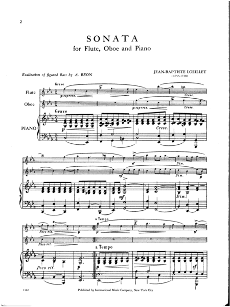 Sonata In C Minor For Flute, Oboe & Piano