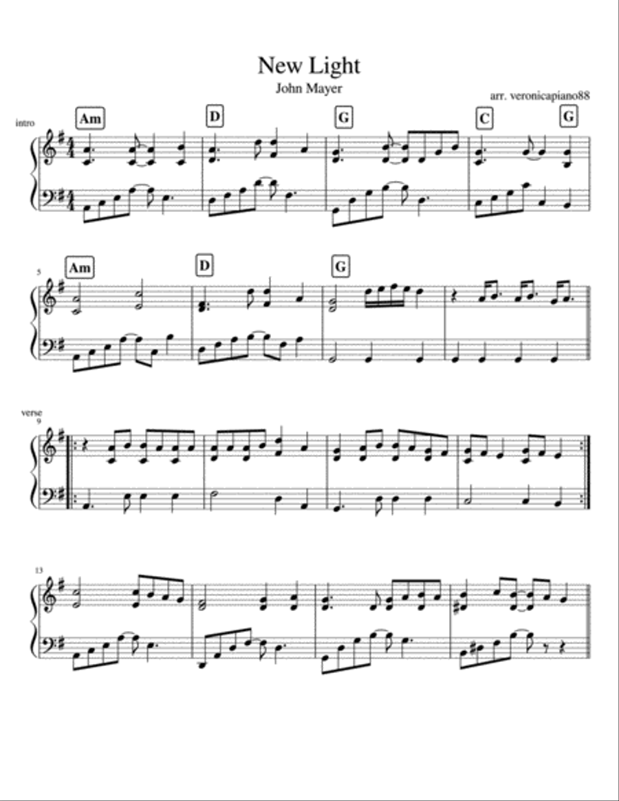 New Light Piano Solo scores gallery preview page 1