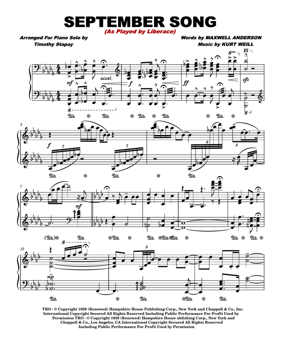 September Song Piano Solo scores gallery preview page 1