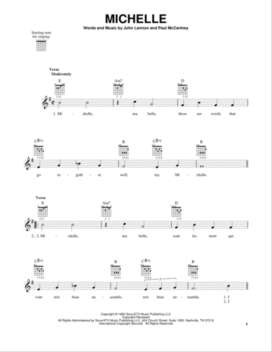 Michelle Acoustic Guitar scores gallery preview page 1