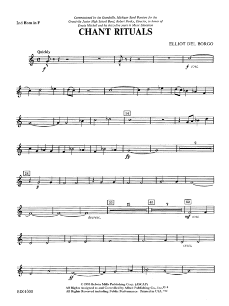 Chant Rituals: 2nd F Horn Concert Band scores gallery preview page 1