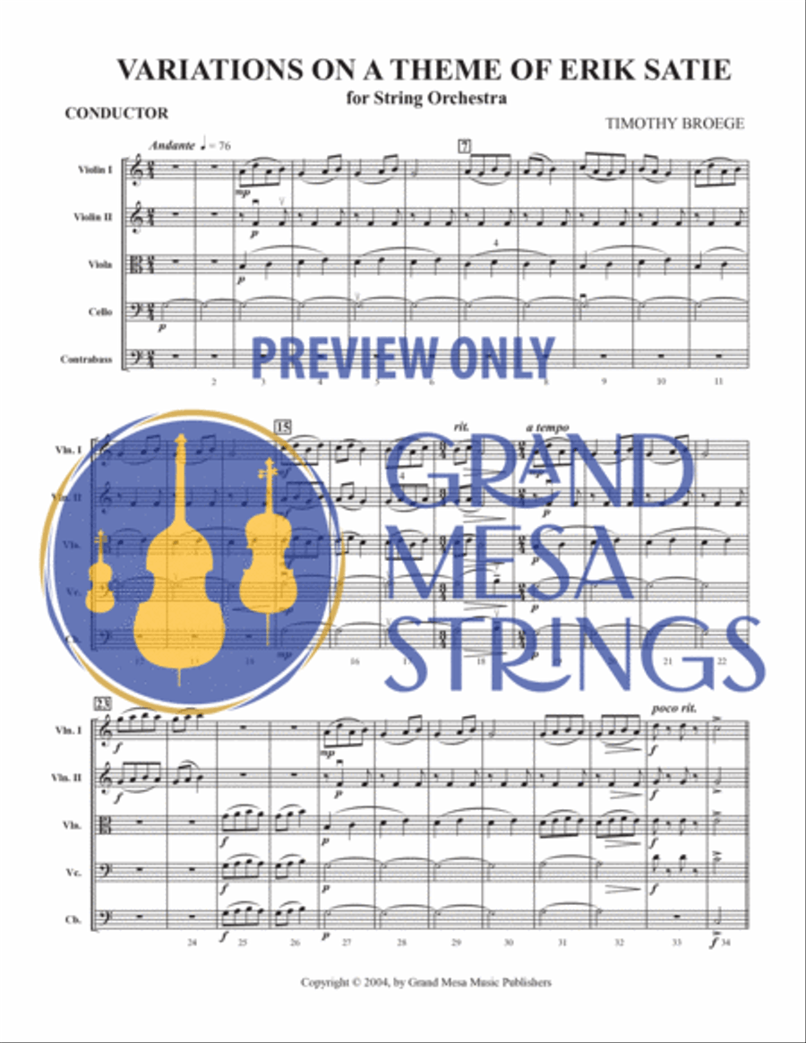 Variations on a Theme of Eric Satie String Orchestra scores gallery preview page 2