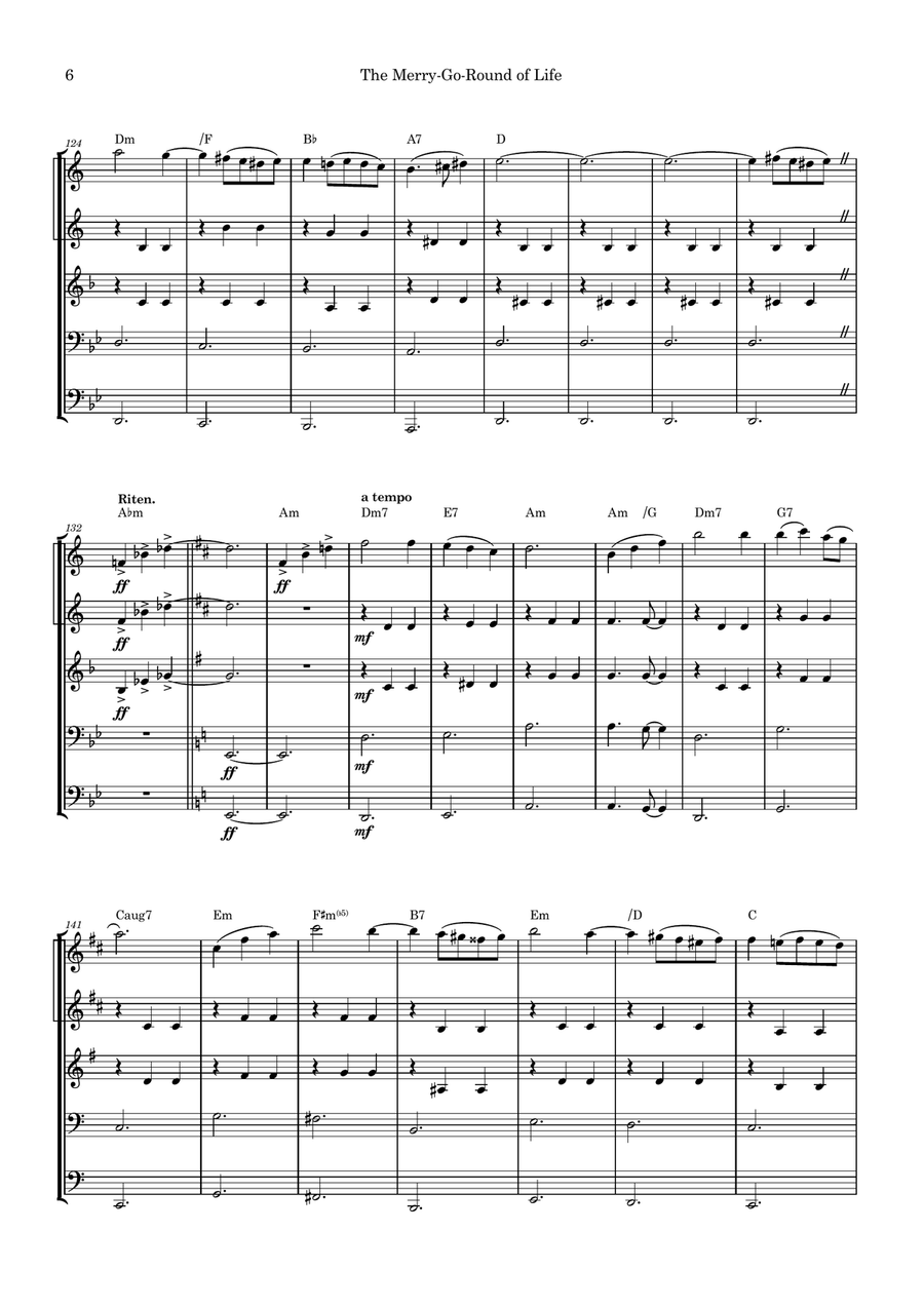 Merry-go-round Of Life Brass Quintet scores gallery preview page 6