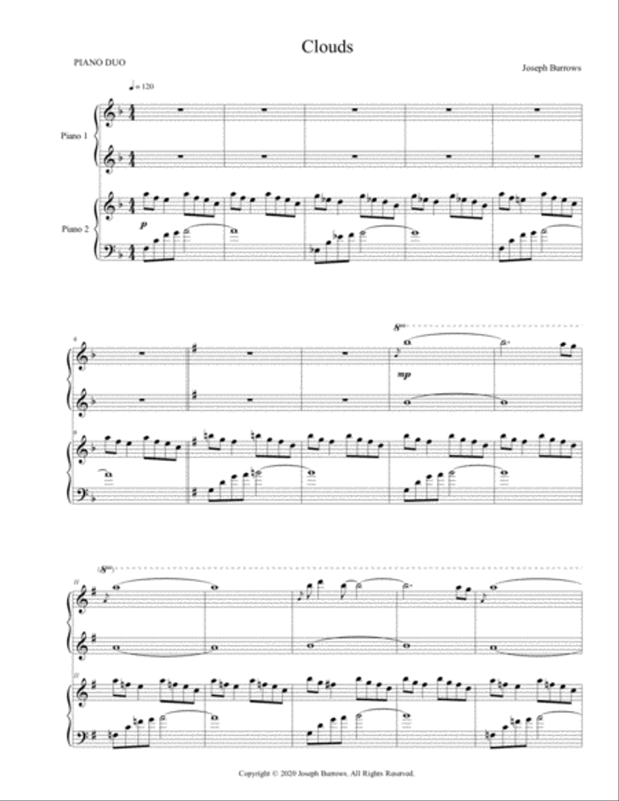 Clouds - Piano Duo Clouds - Piano Duo Piano Duet scores gallery preview page 1