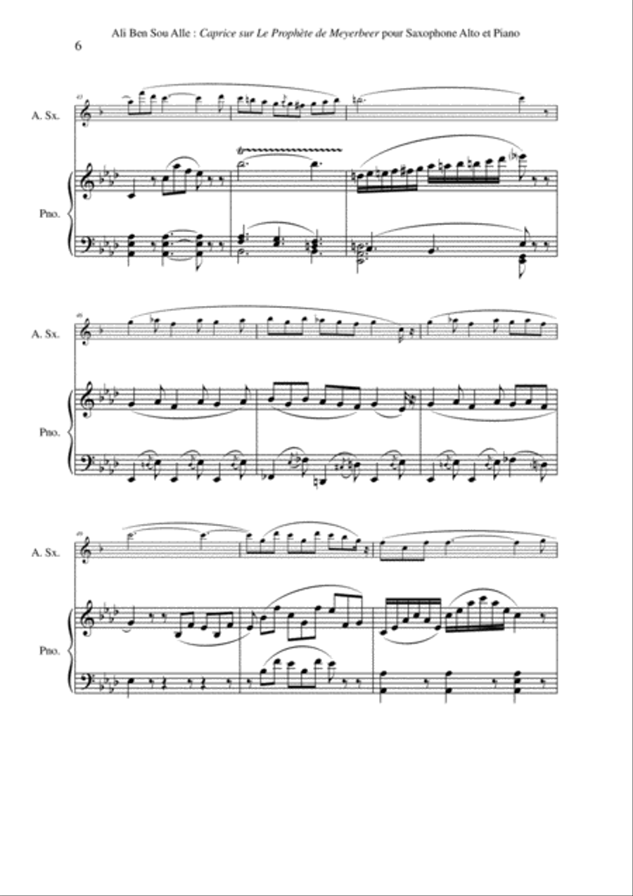 Ali Ben Sou Alle: Caprice sur La Prophète de Meyerbeer for alto saxophone and piano Alto Saxophone scores gallery preview page 6