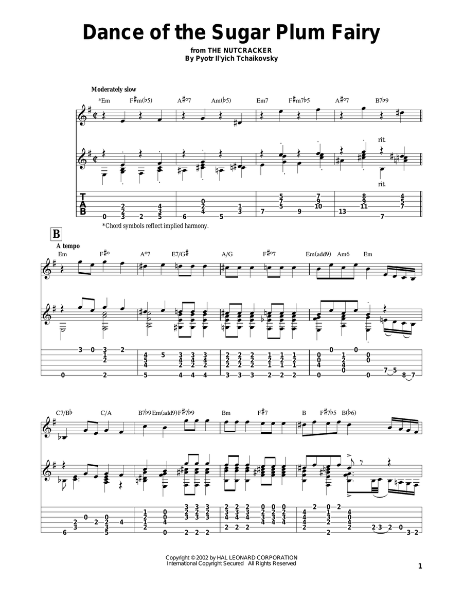 Dance Of The Sugar Plum Fairy (from The Nutcracker) Acoustic Guitar scores gallery preview page 1