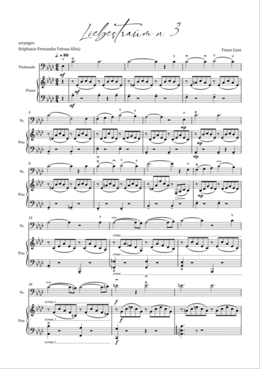 Liebestraum Nº3 - cello and piano in A-flat major image number null