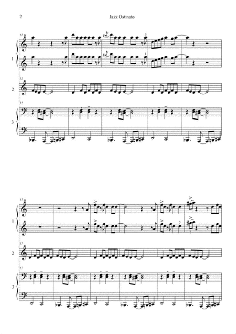Jazz Ostinato for 5 Hands Piano Method scores gallery preview page 2