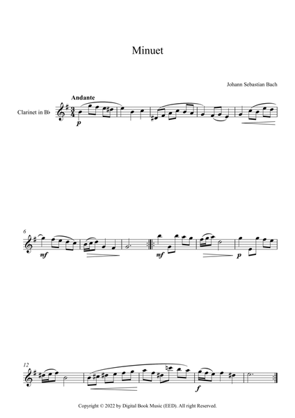 Minuet (In D Minor) - Johann Sebastian Bach (Clarinet)