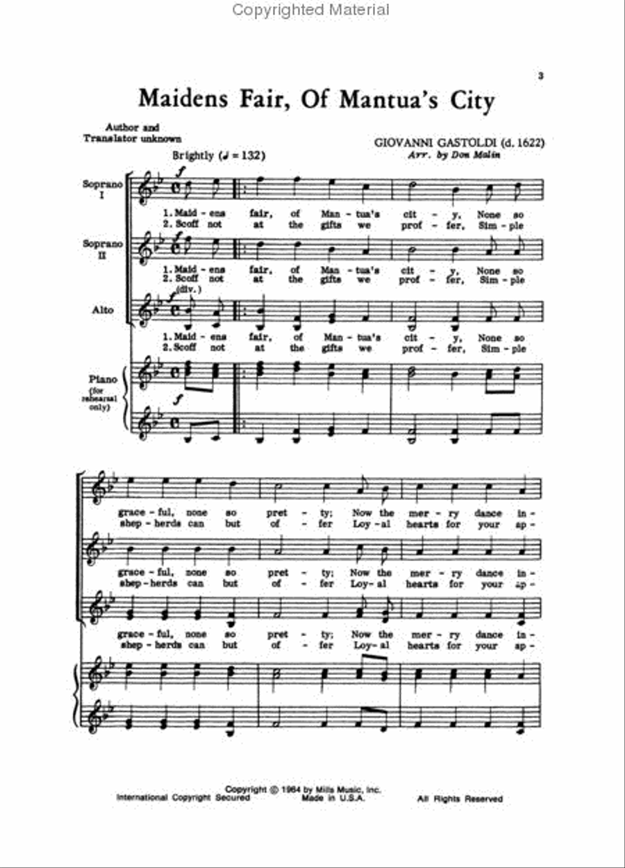 Madrigals for Treble Voices Women's Choir scores gallery preview page 2