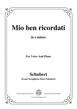 Book cover for Schubert-Mio ben ricordati,in a minor,for Voice&Piano