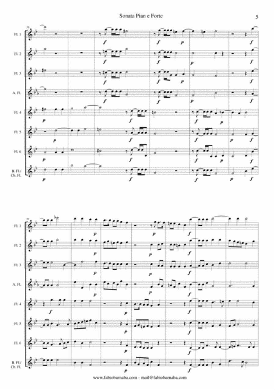 Sonata Pian e Forte by Giovanni Gabrieli - for Flute Choir Flute Choir scores gallery preview page 6
