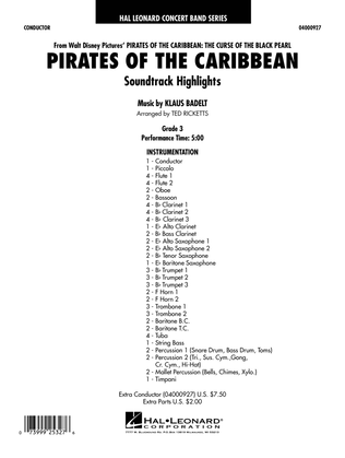 Book cover for Pirates of the Caribbean (Soundtrack Highlights) (arr. Ted Ricketts) - Full Score