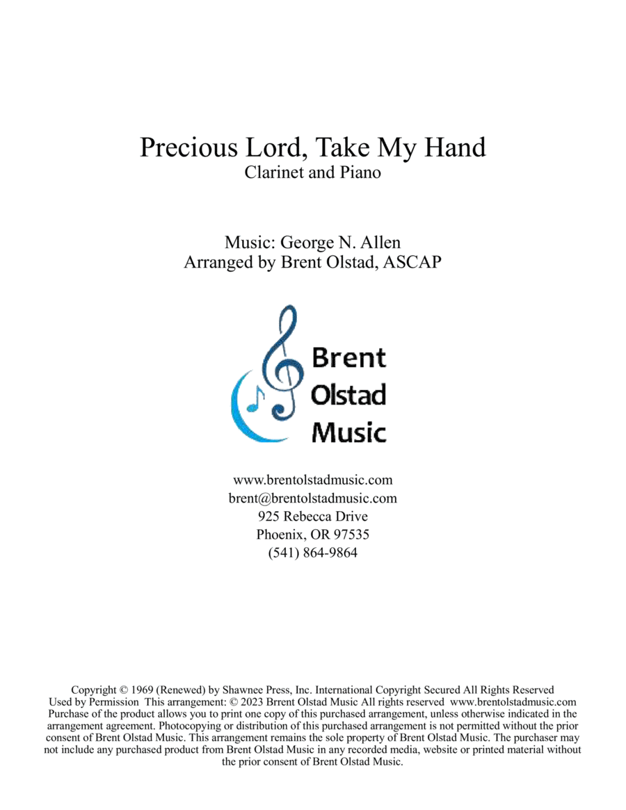 Precious Lord Take My Hand B-Flat Clarinet scores gallery preview page 1