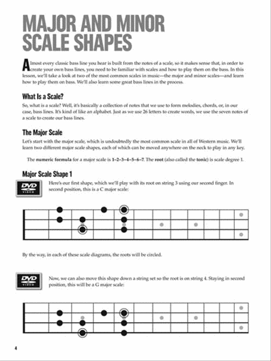Scales & Modes for Bass – At a Glance Bass Guitar Tablature scores gallery preview page 4